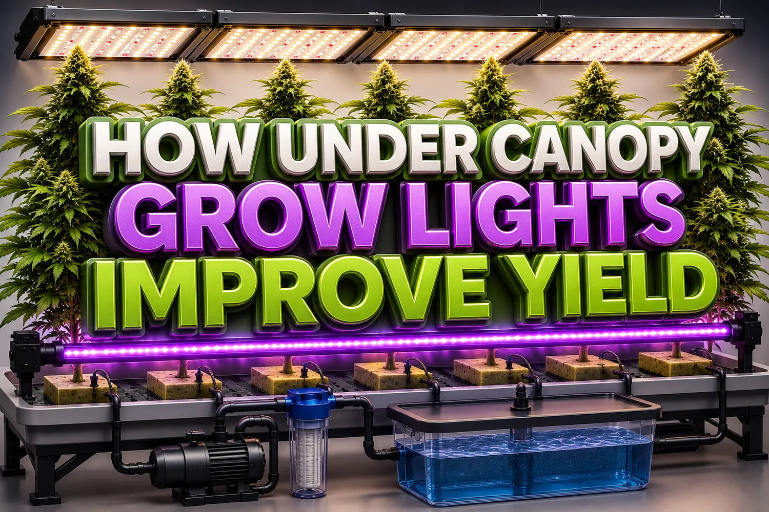 under canopy lighting yield improvement with light nutrition irrigation and airflow