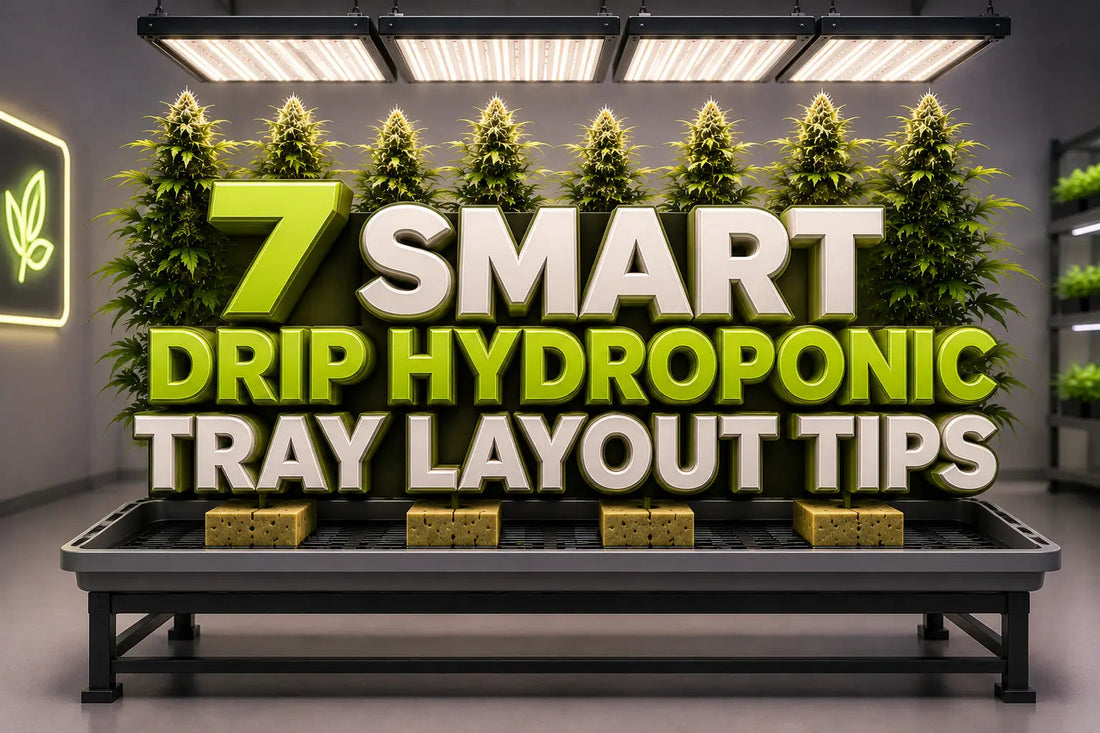 drip hydroponic tray layout with media blocks drip emitters and lower-zone lighting